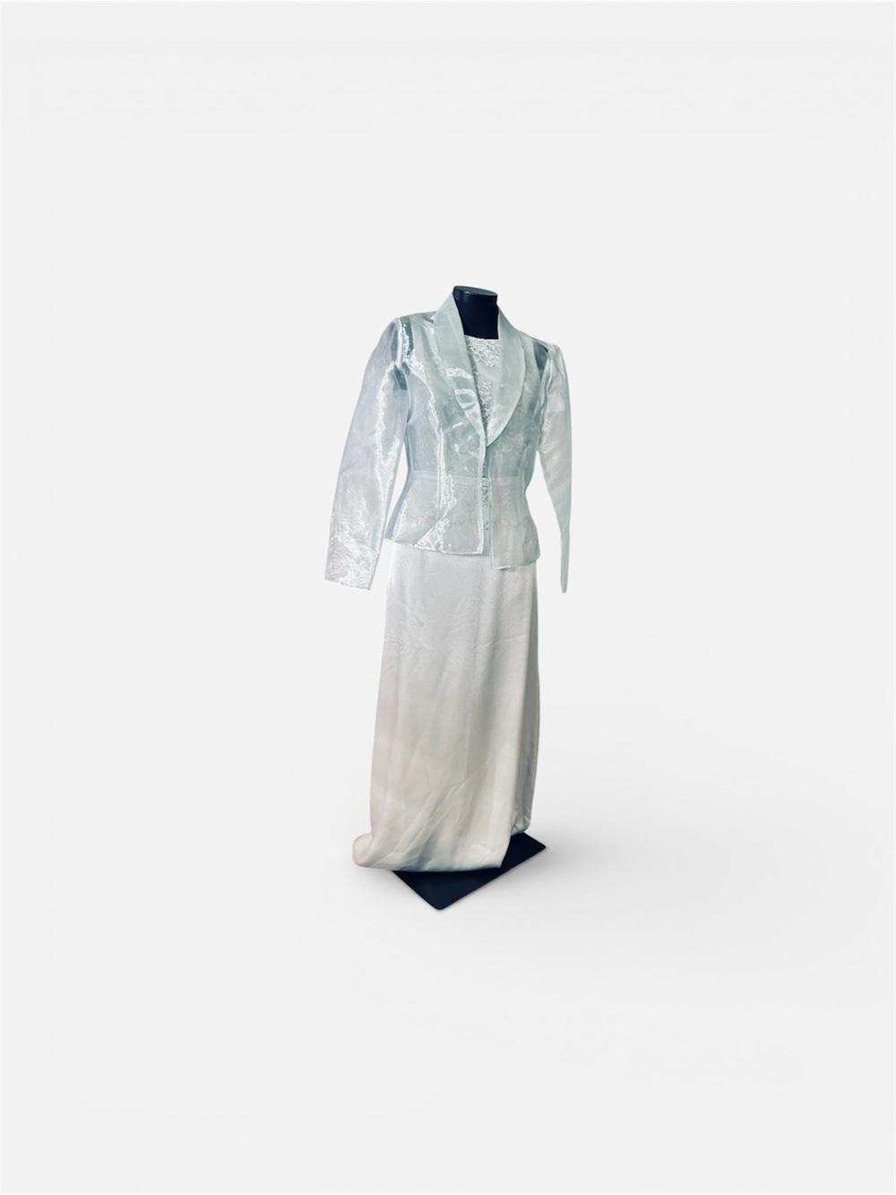 Elegant Two-Piece Satin Suit in Mint Green. Size 12